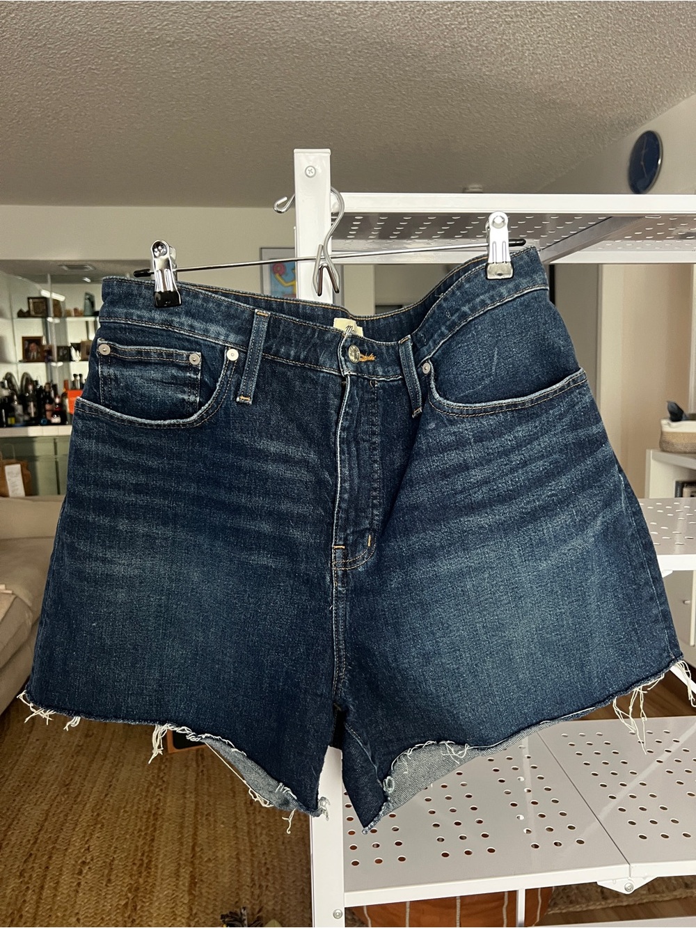 Madewell High-Rise Dark Blue Denim Cutoff Shorts